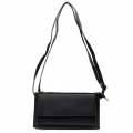 10016- BLACK PU LEATHER TRI POCKET CLUTCH / CROSS BODY BAG